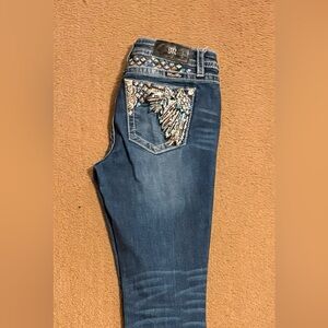 Miss Me Blue Jeans with Silver Embellishments